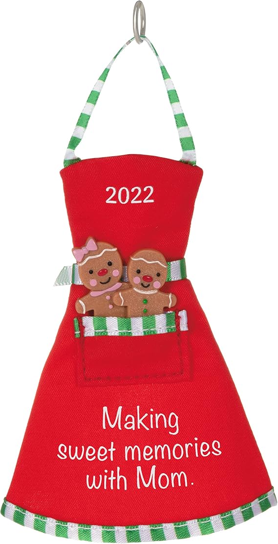 Hallmark Keepsake Christmas Ornament 2022 Year-Dated, Memories with Mom Baking Apron, Fabric