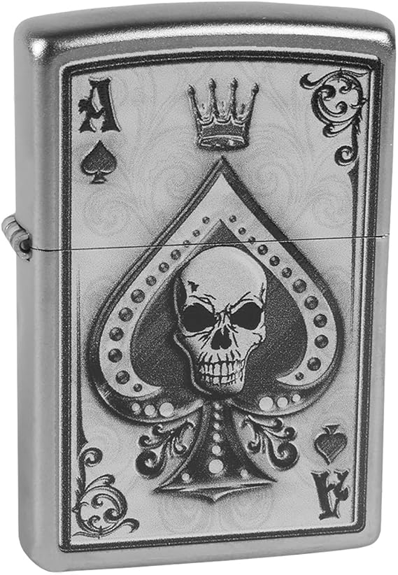 Ace of Spade Skull Playing Card Chrome Zippo Lighter