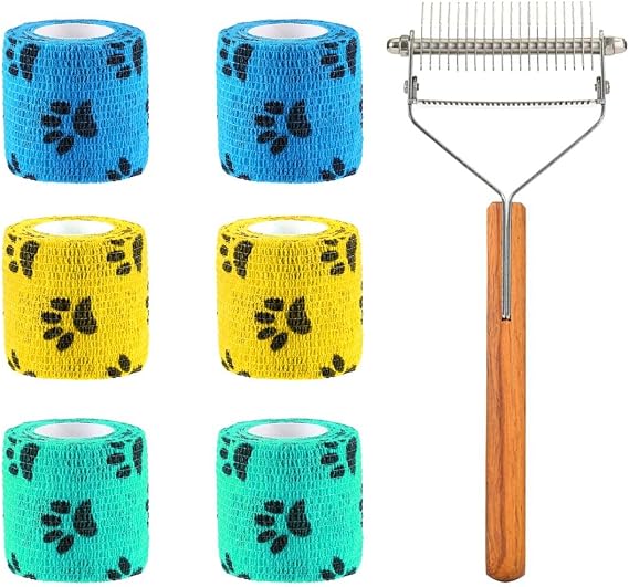 WePet Elastic Pet Tape and Grooming Brush Set