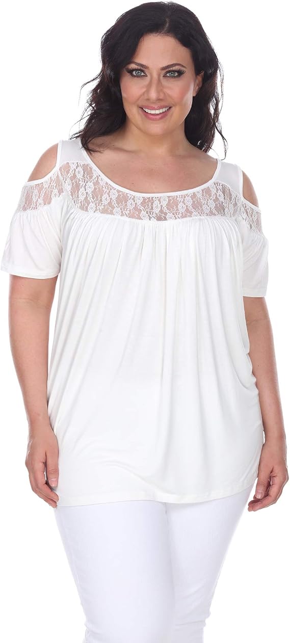 white mark Bexley Lace Cut-Out Tunic Top