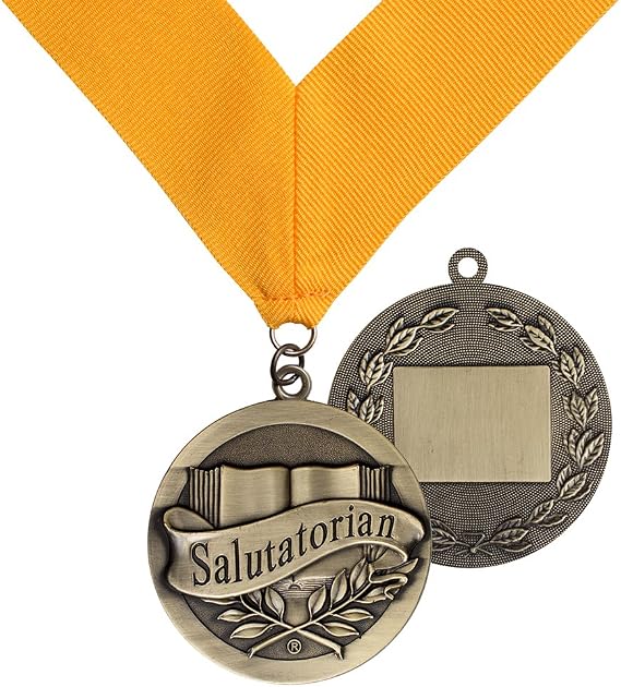 Salutatorian Award Medal on Gold Grossgrain Ribbon