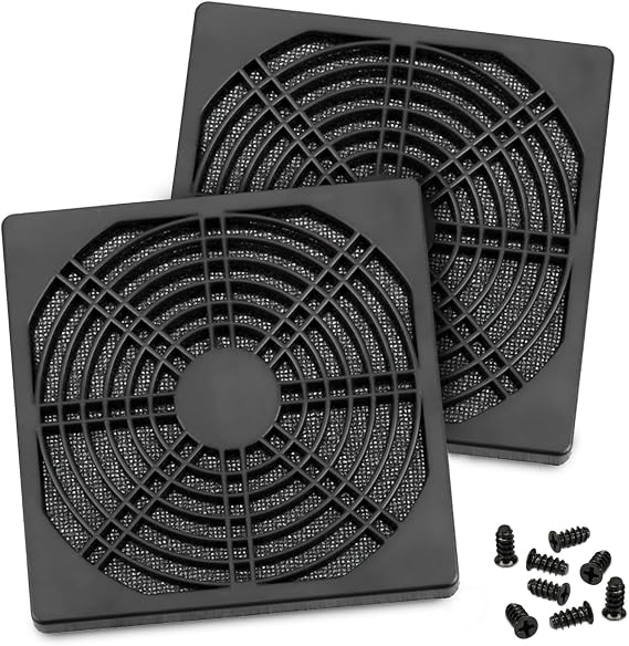 120mm 3 Part Fan Filter Grill with screws (2 Pack)