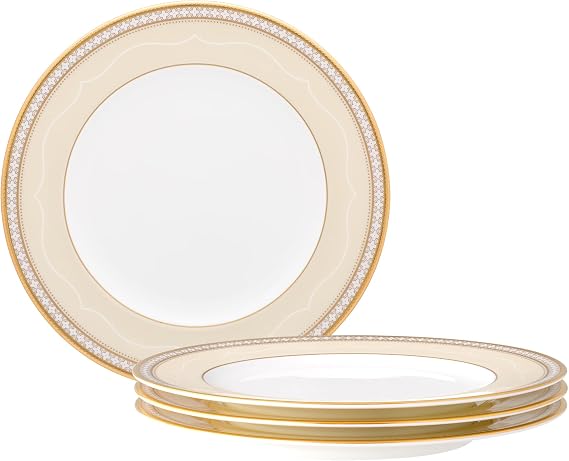 Noritake Trefolio Gold Set of 4 Salad Plates, 8-1/2"