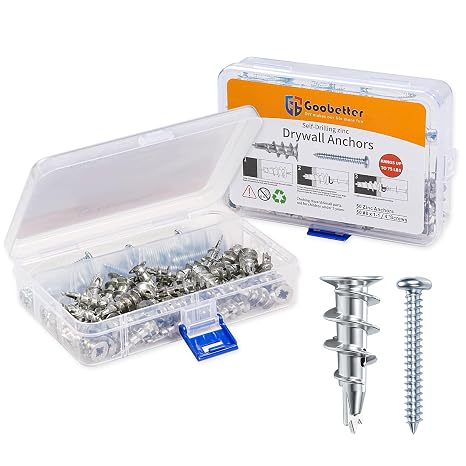 Drywall Anchors and Screws Kit, 100 Pcs Self Drilling Drywall Anchors, 50 Pcs Zinc Sheetrock Anchors and 50 Pcs #8 x 1-1/4" Metal Screws, Heavy Duty Wall Anchors, 75 Lbs Hanging Mounting