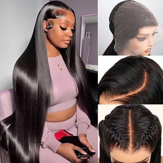 28 Inch 12A Straight Front Human HD Transparent Front for Women 180 Density Glueless Brazilian Virgin Frontal Pre Plucked with Baby