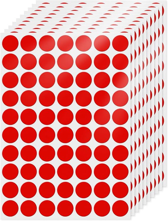 700 PCS Red Round Stickers 19 mm Removable Vinyl Dot Labels