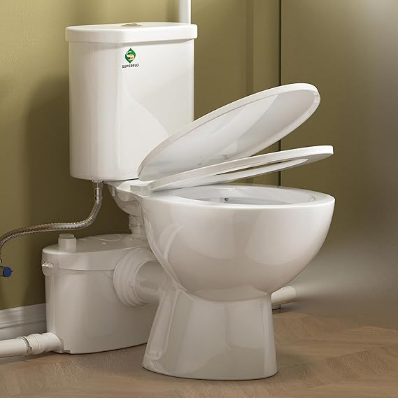SUPERFLO 750W Macerating Toilet System, Upflush Toilet for Basement