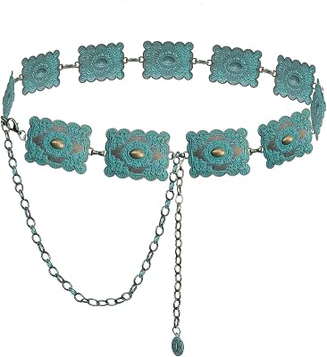 TOPACC Concho belts for Women Western Metal Cowgirl Boho Chain Belt for Dresses Jeans Country Concert Outfit