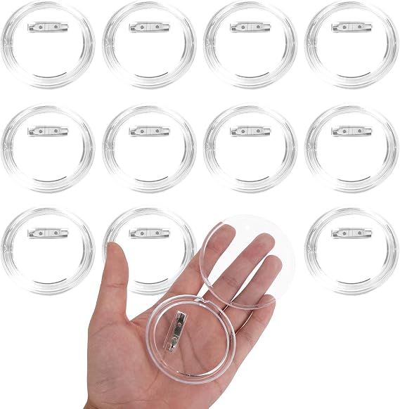 12pcs Acrylic Clear Button Pins for Crafts, 3in Custom Photo Badge Maker Kit Reusable Make Your Own Blank Pin Buttons for DIY Crafts Party Supplies