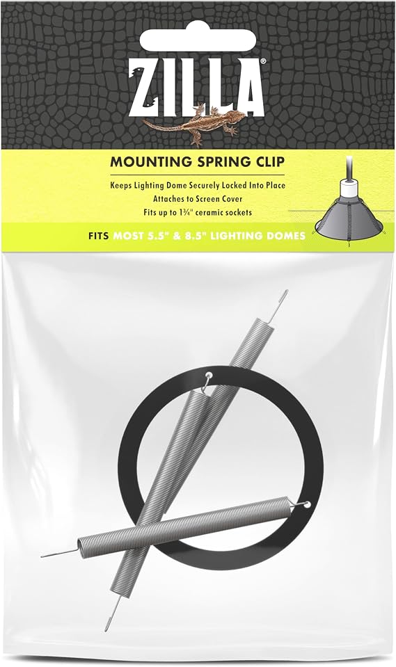 Zilla Mounting Spring Clip, Fits Most Lighting Domes | Spring clips for lighting domes and screens, metal light clips fit around cords for secure terrarium mounting