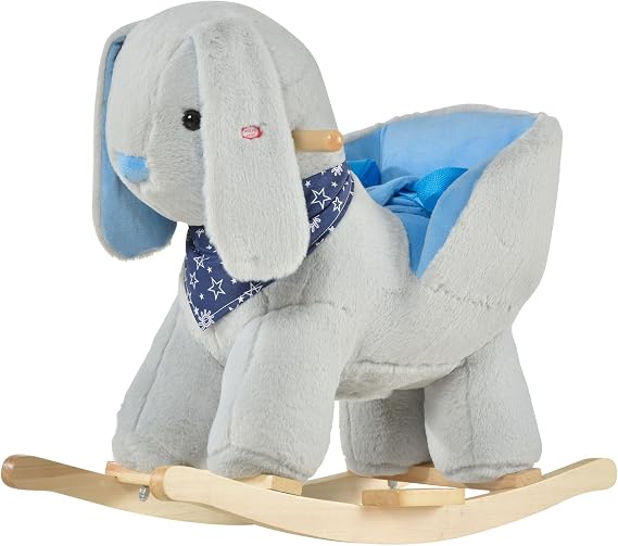 Qaba Kids Ride-On Rocking Horse Toy Bunny Rocker for Children 18-36 Months | Fun Play Music, Soft Plush Fabric