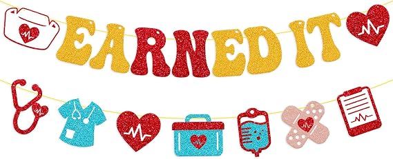 Earned It Nurse Banner Nursing School Graduation Party Decorations Congrats Nurse RN Grad Garland 2026 Nursing School Survivor Medical Nursing School Graduation Party Supplies