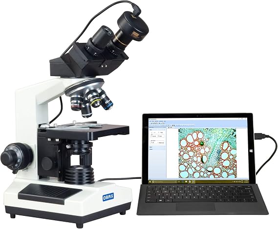OMAX M827-C10 1000X Compound Binocular Microscope with 1.3MP USB Digital | 40X-1000X Magnification Range 1.3MP CMOS Sensor USB 2.0 Connectivity Compound Biological Microscope