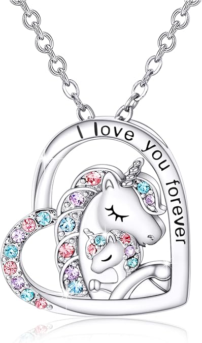 Tarsus Lucky Unicorn Necklace to Girls | I Love You Gifts for Daughter Granddaughter Niece, Birthday Christmas Valentine's Day Easter Mother's Day