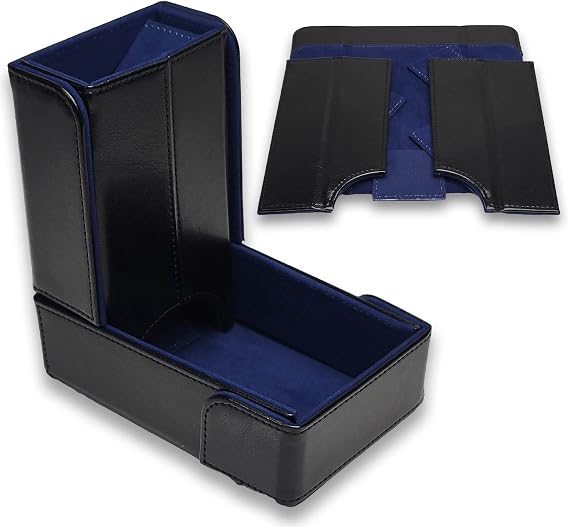 Forged Dice Co. The Keep Compact Foldable Dice Tower with Dice Tray - Strong Magnetic Fittings - Snap-Free Design - Ideal for RPG Players and Dungeon Masters - Easily Store and Transport - Blue
