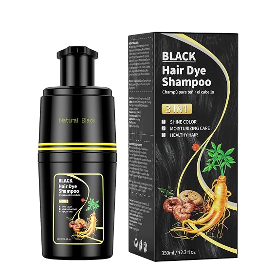 BOJICA Black Hair Dye Shampoo for Gray Hair Coverage - 3 in 1 Color Shampoo/Instant for Women and Men 350ml (12.3 Fl oz)