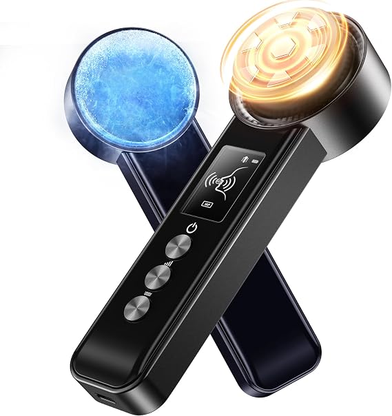Radio Frequency Skin Tightening Device, Smart Electric Zinc Alloy Facial Beauty Machine with RF-Current Cold Heat for Jawline Lifting, Cheek Firm, Wrinkle Reduction, Depuff, Increase Absorption