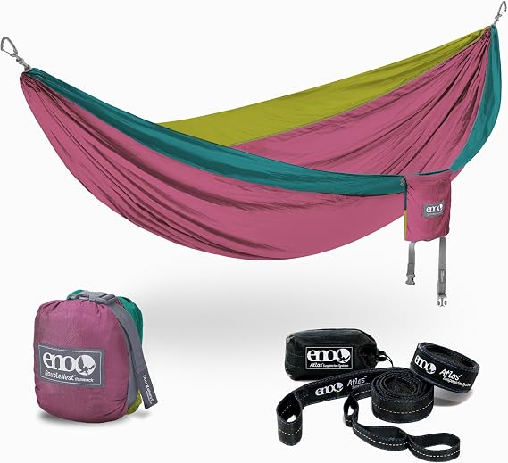 ENO Bundle, Includes the SingleNest Hammock & Atlas Suspension System, Lightweight, Durable Hammock with Straps for Camping, Hiking & Travel, Seafoam/Berry/Melon