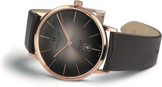 Hamilton American Classic Automatic Men's Watch, 42mm Stainless Steel Case, Swiss Made, Grey Dial Analog Wrist Watch for Men, 50m Waterproof, Sapphire Crystal, Calf Leather Strap