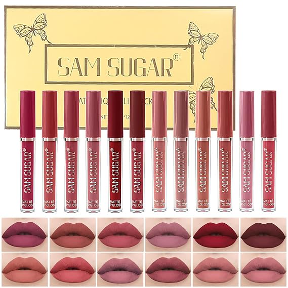 12 Colors Matte Lipstick Set, Lip Tint Stain Makeup, 1 fl oz,Set D