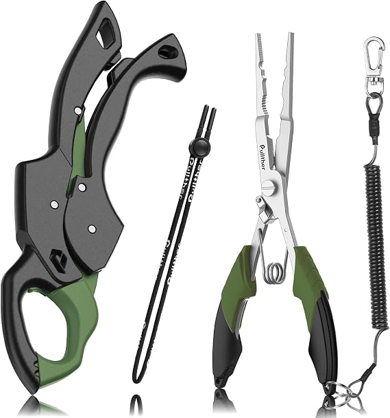 Fish Gripper 9.2",Fishing Pliers,Fishing Tool Kit | Saltwater Fishing Gear with Fishing Lanyard