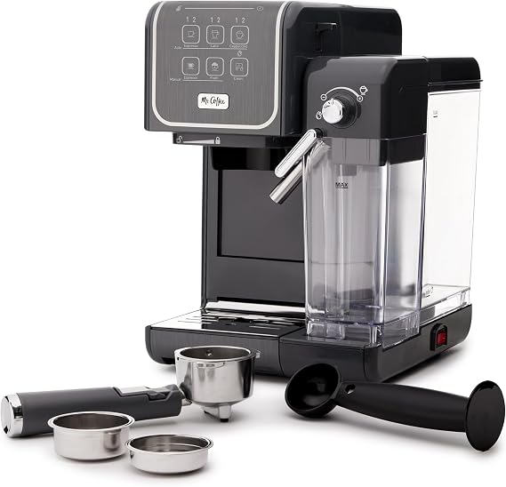 Mr. Coffee One-Touch CoffeeHouse+ Espresso, Cappuccino, and Latte Maker Home Coffee Machine with 19-Bar Italian Pump, and Milk Frother Ideal for Latte, Espresso, and Coffee Lovers