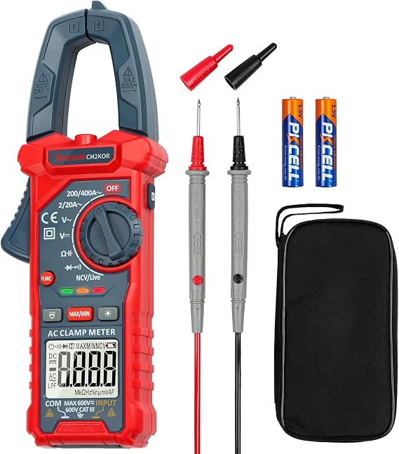 AstroAI Digital Current Clamp 2000 Counts Auto Range Current Meter NCV Meter for AC Current AC/DC Voltage Resistance Capacitance Continuity Live Wire Test NO DC Current