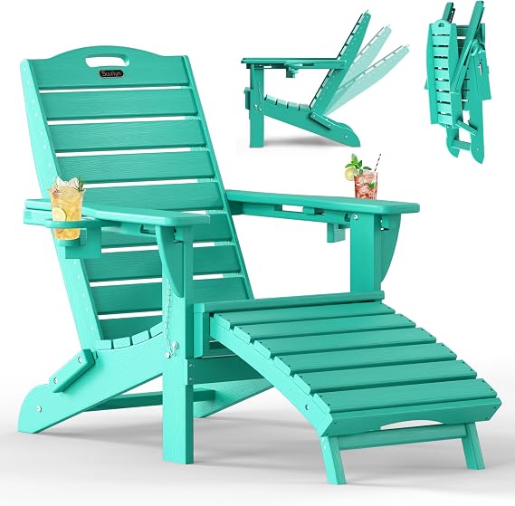 Adjustable Adirondack Chair,Outdoor Fire Pit Chair，Lakeblue