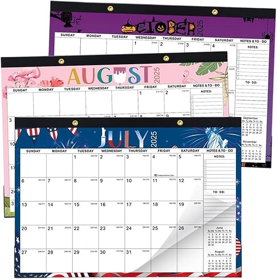 Wall Calendar July 2025-2026 - 18 Months Wall Calendar July 2025 to Dec 2026 with Julian Dates | Large Ruled Blocks Holiday-Themed Planner for To-Do List Goals Planning Organizing Schedule