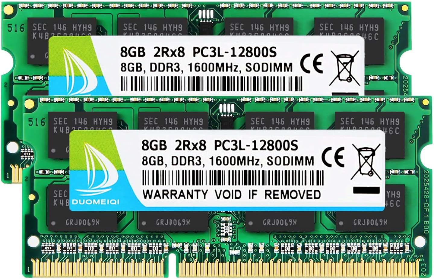 DUOMEIQI DDR3 RAM 16GB Kit2x8GB DDR3LDDR3 1600MHz DDR3L-1600 PC3L-12800SPC3-12800 Laptop Ram Non-ECC Unbuffered 1.35V1.5V CL11 2Rx8 204 Pin SODIMM Laptop Notebook Memory Module Upgrade