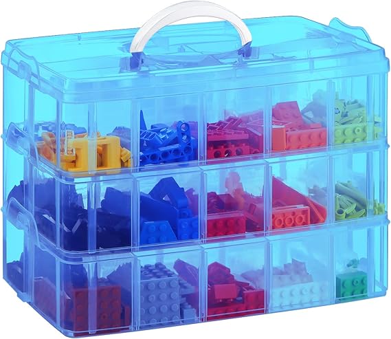 Storage Box for Lego, Stackable Storage Organizer with 30 Compartments