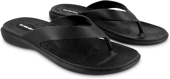Okabashi Womens Maui Flip Flops - Sandals (ML - (W8-9), Black)