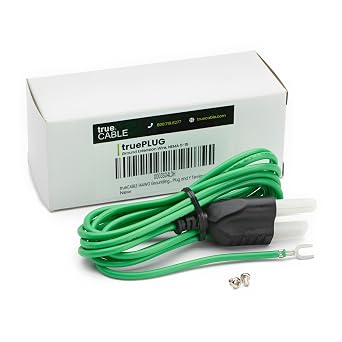 TRUE CABLE Shielded Ethernet Patch Panel Bond & Ground Extension Wire Adapter, NEMA 5-15P 3 Prong Plug, 14 AWG, 6 Foot