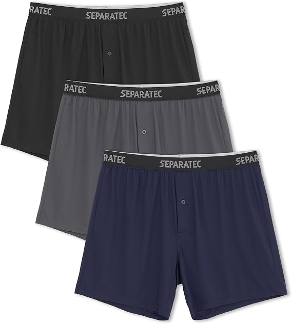 Separatec Mens Boxer Shorts Breathable Quick Dry Mesh Boxers for Men Moisture Wicking Soft Loose Fit Men's Underwear 3 Pack