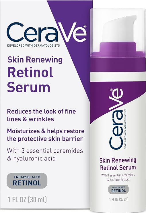 CeraVe Retinol Serum for Face with Niacinamide & Hyaluronic Acid, 1 oz | Skin Care, Brightening Serum, Anti Aging, Smooths Fine Lines and Wrinkles, Ceramides, Fragrance Free, Non-Comedogenic, Gentle