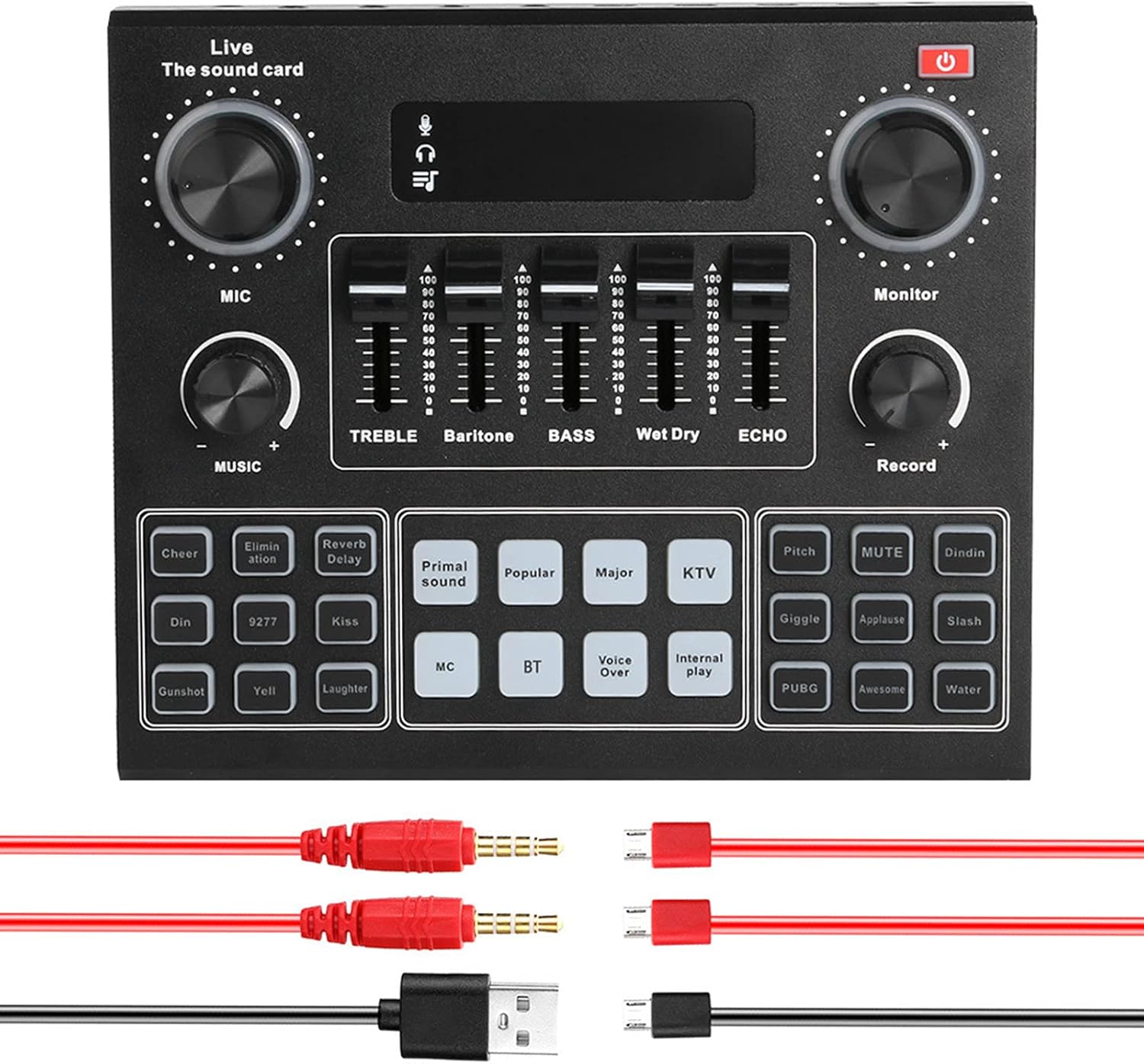 V9 Live Sound Card BT Accompaniment Audio Mixer with Sound Effects Broadcasting Recording Network Singing on Phones Laptop
