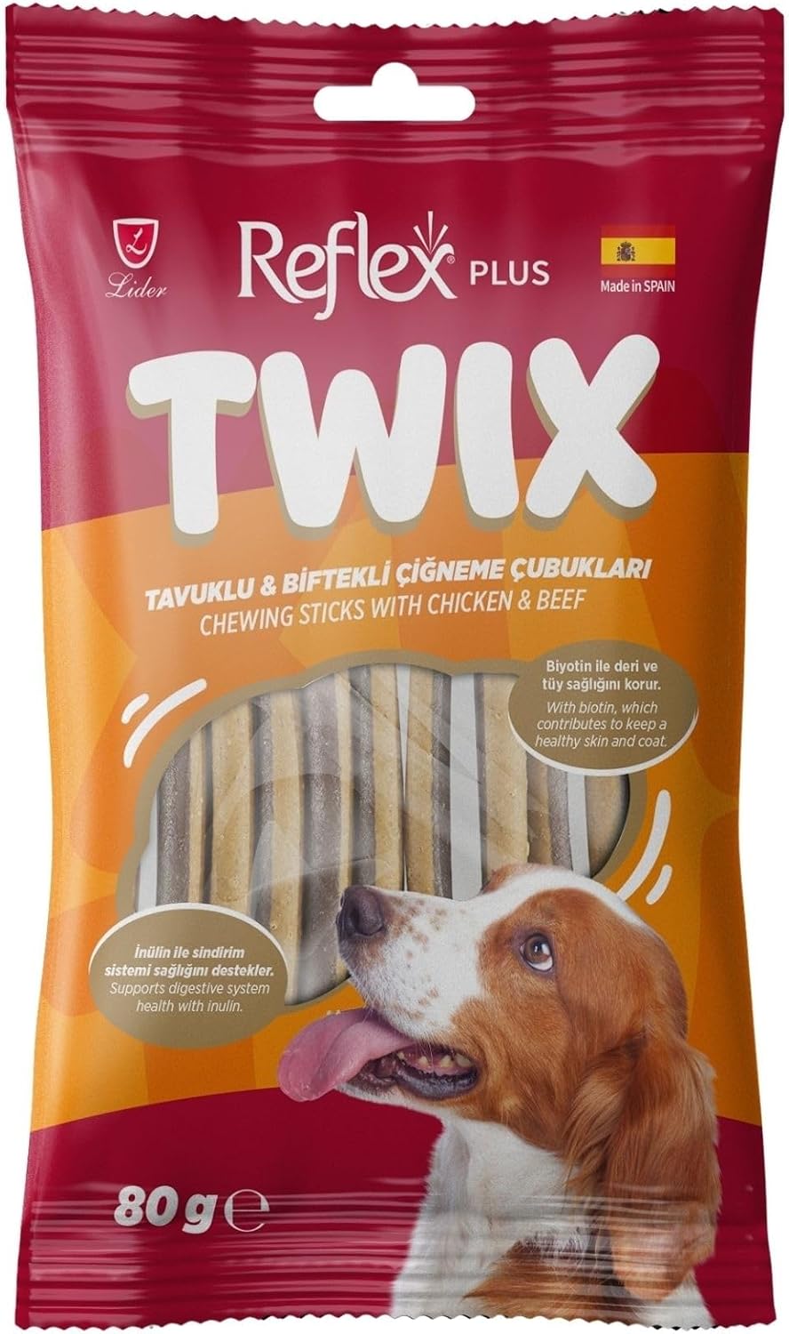 Reflex Plus Twix Tavuklu ve Dana Etli Çiğneme Çubukları Yetişkin Köpek Ödülü 80 Gr