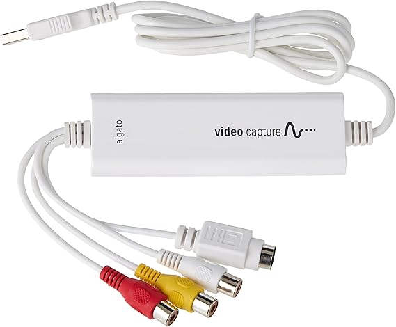 Elgato Video Capture, USB 2.0 Analog to Digital Adapter | Converts VHS and camcorder video, Includes VCR to DVD adapter, Supports NTSC, PAL, SECAM, Works with Mac and PC