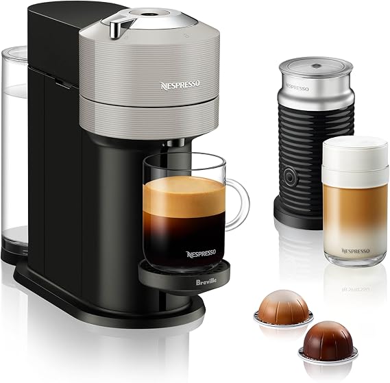 Nespresso Vertuo Next Coffee Machine with Milk Frother, Light Grey