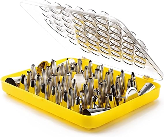 Baking Tools 56-Piece Cake Decorating Set Cream Nozzles with Storage Box Molten Bean Piping Tips for Buttercream, Cookies