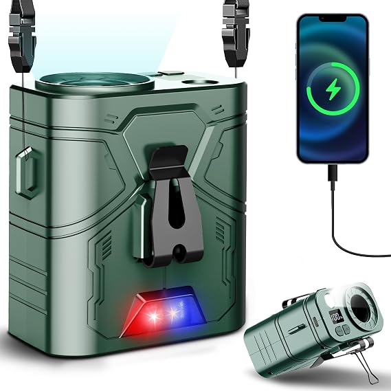 20000mAh Portable waist fan Clip on Belt Shirt Body Rechargeable Battery 5 Speeds 20000RPM 60H Working LED Light Personal cooling device Wearable Neck Fan for Outdoor Jobsite Camping (Green)