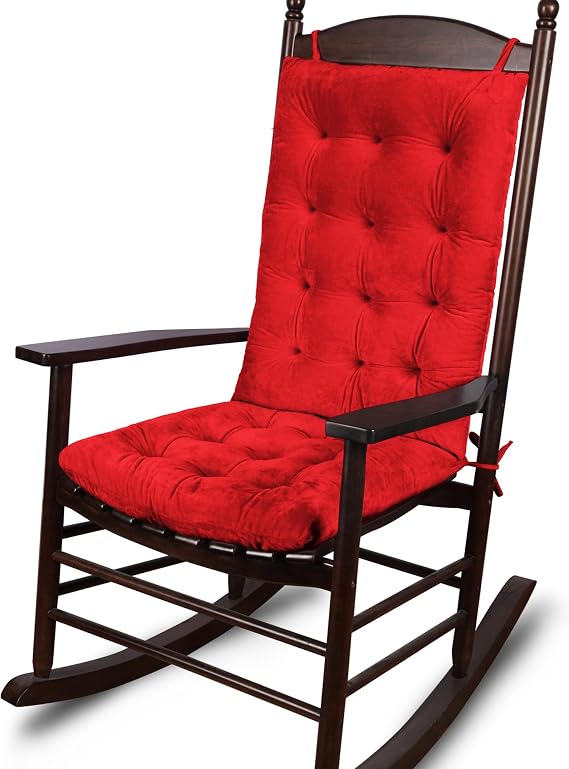 ELFJOY Rocking Chair Cushions Tufted High Back and Seat Cushion Red