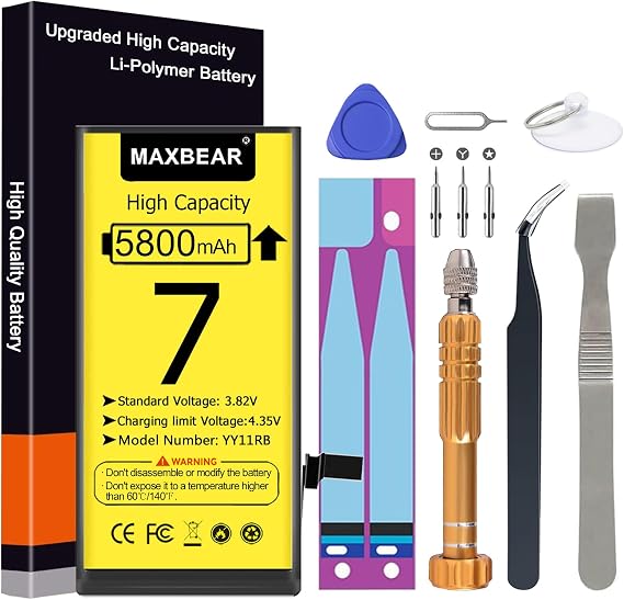 [5800mAh] Battery for iPhone 7, (2024 New Version) 0 Cycle Ultra High Capacity Battery Replacement for iPhone 7 Model A1660, A1778, A1779 with Repair Tool Kit