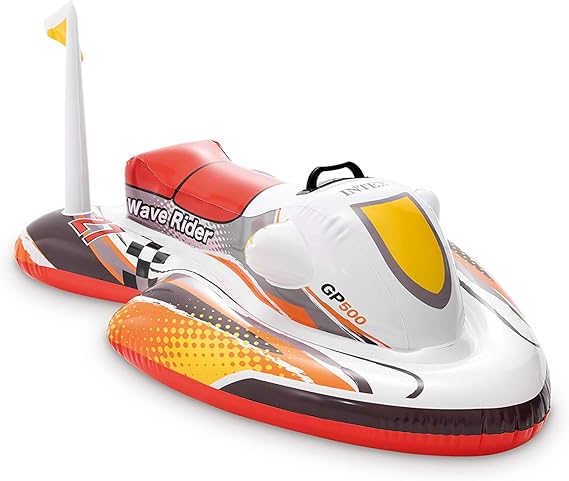 Intex Wave Rider Inflatable Pool Float: Pool Toy for Kids Heavy-Duty Handle 88lb Weight Capacity 46" x 30.5" for Ages 3+