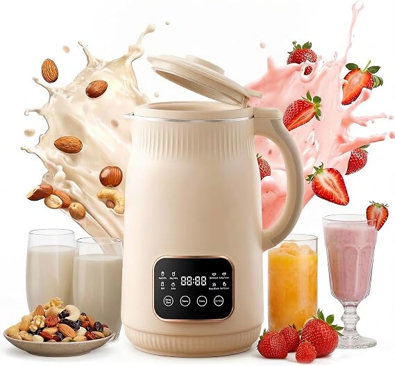 8-in-1 Nut Milk Maker, 1.5L 50oz Automatic Soy Milk Machine with 2 Mesh Filters, 24H Delay and Self-Cleaning, Apricot for Almond, Oat, and Plant-Based Drinks