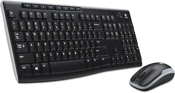 Logitech MK270 Wireless Keyboard and Mouse Combo for Windows, 2.4 GHz Wireless, Compact Mouse, Black