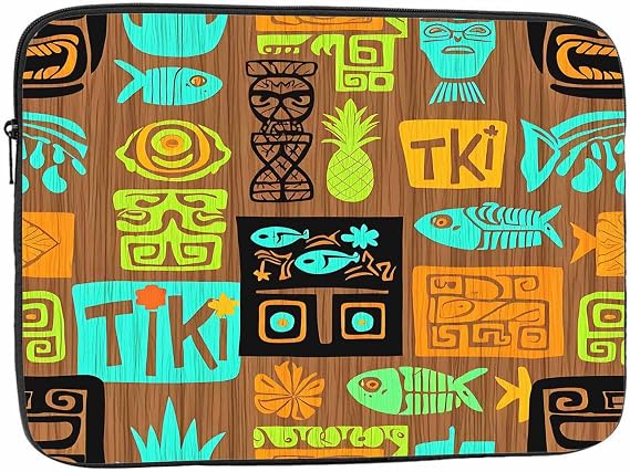 Laptop Sleeve Bag 15.4 15.6 Inch,Hawaii Tiki Pineapple Fish Flower Ethnic Protective Polyester Computer Cases Laptop Cover Briefcase Bag Tablet Travel Cover
