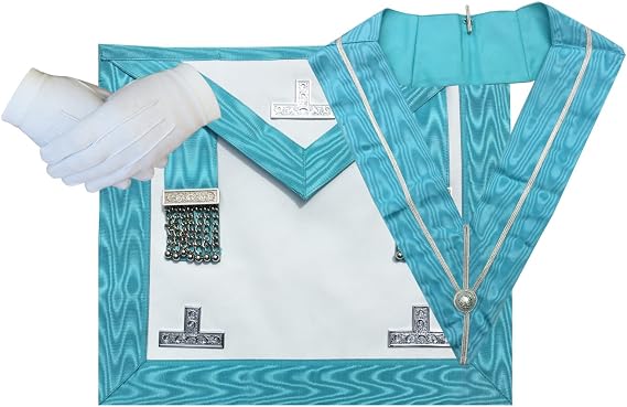 Masonic Craft Worshipful Master WM Lambskin Apron,Gloves and Officer Collar
