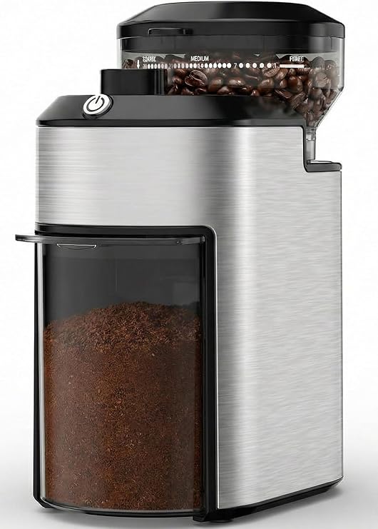 Burr Coffee Grinder, Stainless Steel, 25 Grind Settings, Anti-static, 1-12 Cup Capacity For Espresso, French Press & Drip Coffee AN-6841 (Black)