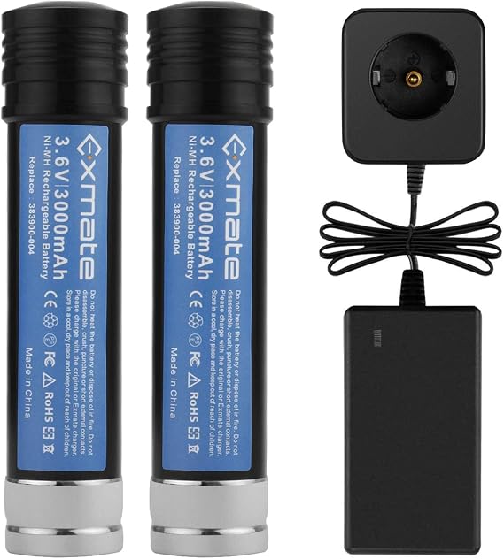 Exmate 2 Pack 3.6V 3.0Ah Ni-MH Battery for Black & Decker Versapak VP100 VP100C VP105 VP105C VP110 VP110C VP130 VP143 VP142 VP7240 with 3.6V Charger